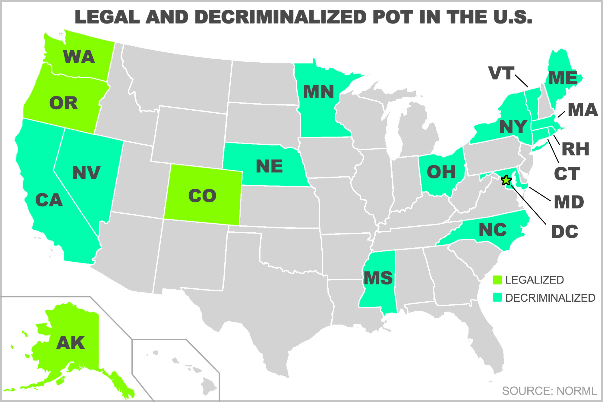 Recent State Legal Developments in Trend of Decriminalizing Recreational Marijuana Adult Use